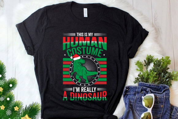 Dinosaur Christmas Vector Graphics for T-Shirt Designs
